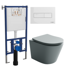 Комплект Унитаз подвесной Ceramicanova Balearica Rimless CN6000MH + Инсталляция DIWO 4501 + Кнопка 7320 белая