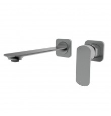 Смеситель для раковины на стену комплект, металл Gun Metal, AQUAme Asti AQM6315GM