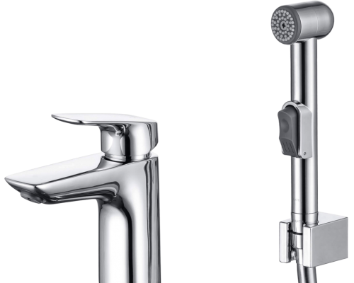 Смеситель для раковины AQUATEK Вега AQ1012CR с гигиеническим душем, хром