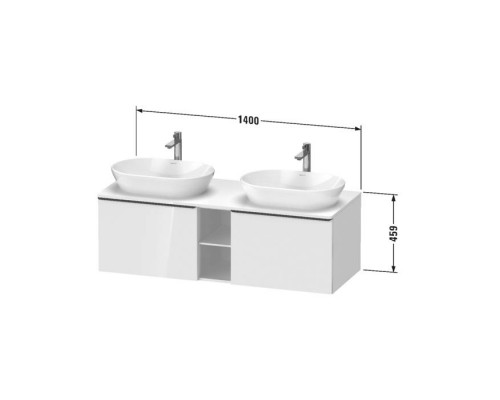 Duravit D-Neo Тумбочка подвесная 140х45.9x55см., раковина, 2 ящика, цвет: белый высокоглянцевый. 2372600070, DE4950R2222 Duravit D-Neo Тумбочка подвесная 140х45.9x55см., раковина, 2 ящика, цвет: белый высокоглянцевый. 2372600070, DE4950R2222