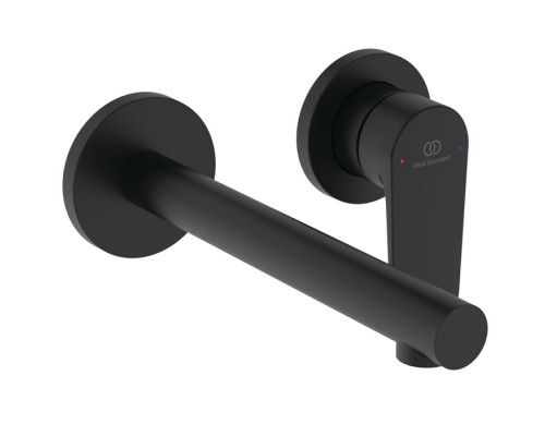 Ideal Standard Ceralife O Смеситель для раковины, настенный, излив: 18см., без донного клапана, для монтажа с A1313NU цвет: чёрный матовый. BE019XG
