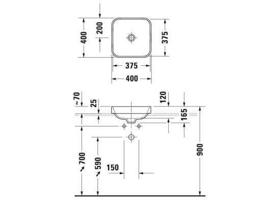 Duravit Happy D.2 Plus Раковина накладная, 40х40см, без перелива, с выпуском, с керамической крышкой, цвет: Anthracite matt. 2359401300