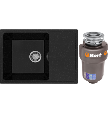 Комплект Мойка кухонная Practik PR-M 600-004 черный оникс + Измельчитель Bort Titan Max Power FullControl