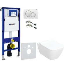Комплект Унитаз подвесной Geberit Smyle Square 500.685.01.1 с микролифтом + Крепления Duofix 111.815.00.1 к стене + Шумоизоляция 156.050.00.1 + Инсталляция UP 320 111.300.00.5 + Кнопка Sigma 01 115.770.11.5 белая