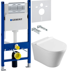Комплект Унитаз подвесной Vincea Vito + Инсталляция Geberit Duofix Delta 458.149.21.1 с кнопкой смыва, хром + Звукоизоляция