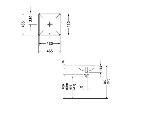 Duravit  Starck 3 Раковина 43x43 см, без отв., цвет: белый. 0305430000