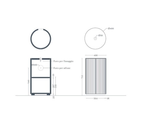 Artceram Opera Тумба с раковиной 72х40см., напольная, 1 дверка, цвет: peacock. ACM042 57,  BRL001 01 00