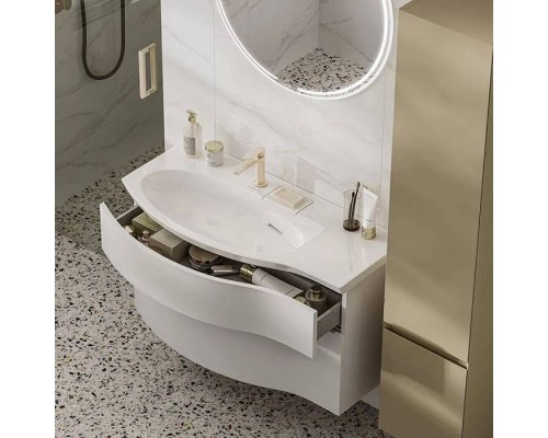 Kerama Marazzi Riva Раковина 100.7х48х15см., накладная, мебельная, с крепежом, левая, 1 отв., с переливом, цвет: белый глянцевый Kerama Marazzi Riva Раковина 100.7х48х15см., накладная, мебельная, с крепежом, левая, 1 отв., с переливом, цвет: белый глянцевый