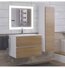 Мебель для ванной комнаты Uperwood Barsa 70 подвесная, белая, дуб сонома, раковина Next белая