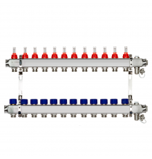Комплект коллекторов Ридан SSM-12RF set с расходомерами и кронштейнами, 12 контуров 088U0962R
