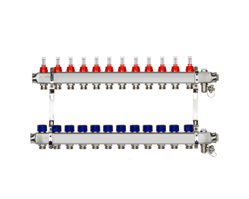 Комплект коллекторов Ридан SSM-12RF set с расходомерами и кронштейнами, 12 контуров 088U0962R