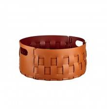 ADJ Bottega Круглая корзина для белья, D40xH20 см., цвет: коньяк/бордо. 1020.09/30
