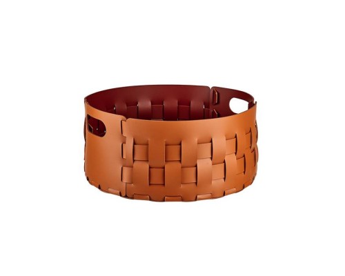 ADJ Bottega Круглая корзина для белья, D40xH20 см., цвет: коньяк/бордо. 1020.09/30