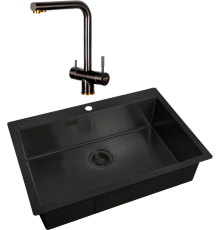 Комплект Мойка кухонная Zorg Light ZL R 750510 GRAFIT + Смеситель Inox SZR-7039 BR/GRAFIT бронза графит