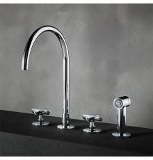 Fantini Icona Classic Смеситель для кухни, 4 отв, без донного клапана, излив 215мм, с ручн душем, цвет: хром. 53 02 R051