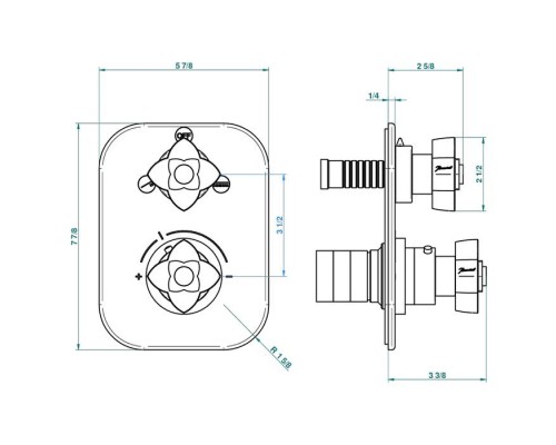 THG Petale de Cristal rouge Смеситель для душа, термостатический, с переключателем на 2 потока, цвет: золото/красный хрусталь. G00-A00-5500AE,  U6C-F01-5500BE