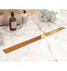 Plumberia Selection Трап душевой PS MODULAR 4x80 2устор. накладка из нерж.стали, комбинир.затвор с горизонт. Выпуском Ду 50мм,40л/мин, цвет: золото 24К. PSM80OR