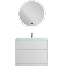 Мебель для ванной комнаты BelBagno Kraft 100 напольная, bianco opaco, раковина BB1010/465-LV-VTR-BO
