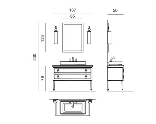 Oasis Lutetia Композиция №18 Комплект мебели напольный, 137х56хh77 см, цвет: Bianco glossy/хром. Oasis Lutetia Композиция №18 Комплект мебели напольный, 137х56хh77 см, цвет: Bianco glossy/хром.