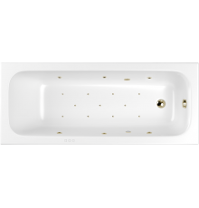 Акриловая ванна WHITECROSS Vibe 0105.180075.100.RELAX.BR 180x75 см, с гидромассажем, с каркасом, со сливом-переливом, с донным клапаном, фурнитура бронза