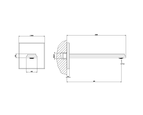 Gessi Eleganza Настенный излив на 1/2rdquo; для монтажа с удаленным управлением 46112+46106 (не входит в комплект), цвет: хром. 46100#031