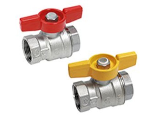 Краны шаровые Кран шаровой, R851, 1/2, ВВ, ручка-бабочка красная, хромированный GIA R851X023