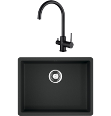 Комплект Мойка кухонная Omoikiri Kata 54-U-BL черная + Смеситель Kaiser Merkur 26744-9 черный