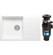 Комплект Мойка кухонная Polygran Gals 760 белый хлопок + Измельчитель Bort Master Eco 91275752