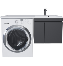 Тумба с раковиной Uperwood Magenta 50 R под стиральную машину, подвесная, черная, с дверцами