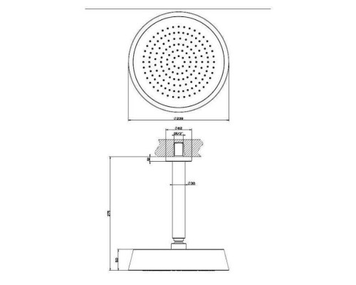 Gessi Cono Душевая головка потолочная, шарнирная, с защитой от известкового налёта, цвет: хром. 45152#031