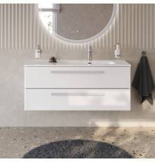 Тумба с раковиной Cezares Eco Cer-N 120 R, bianco lucido, раковина Duet 120 R, ручки сатин