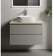 Тумба под раковину Sancos Snob R 80 со столешницей, beige soft, бежевая, с отв. под смеситель