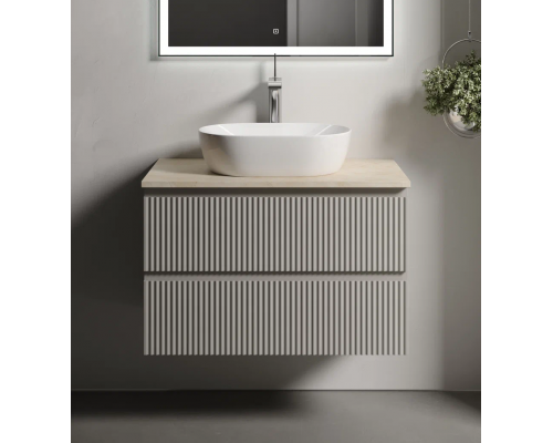 Тумба под раковину Sancos Snob R 80 со столешницей, beige soft, бежевая, с отв. под смеситель