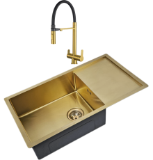 Комплект Мойка Zorg Inox PVD SZR-7844 BRONZE + Смеситель Sanitary SZR-3030 BRONZE бронза
