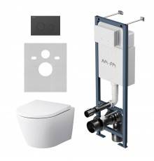 Комплект AM.PM Унитаз подвесной Sense C741701SC безободковый + Инсталляция ErgoFit I012711.0138 с кнопкой смыва