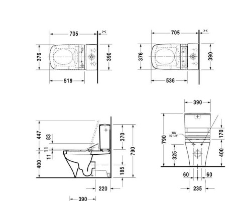 Duravit DuraStyle SensoWash Унитаз моноблок, только в сочетании с SensoWash, с отдельным бачком. 0935100085,  2156590000