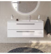 Тумба с раковиной Cezares Eco Cer-N 120 R, bianco lucido, раковина Duet 120 R, ручки серые