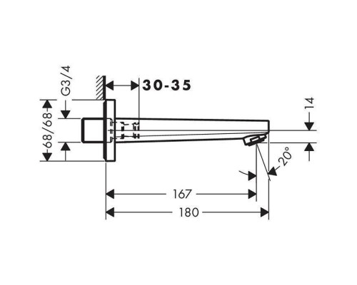 Hansgrohe Metropol Настенный излив на ванну, 18см., хром. 32542000 Hansgrohe Metropol Настенный излив на ванну, 18см., хром. 32542000
