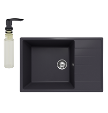 Мойка кухонная Ulgran Quartz Prima 760 космос + дозатор UQ 02 космос