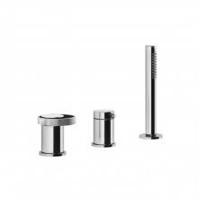 Gessi Anello Смеситель для ванны на 3 отверстия, девиатор, шланг, лейка. Наполнение через слив-перелив, цвет: хром. 63347#031
