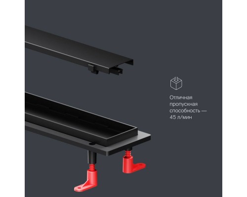W02SC-U11-090-04BM Трап для душа линейный, универсальный затвор Tile, 90 см W02SC-U11-090-04BM Трап для душа линейный, универсальный затвор Tile, 90 см