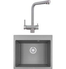 Комплект Мойка кухонная Granula 6001, алюминиум + Смеситель 2305, алюминиум