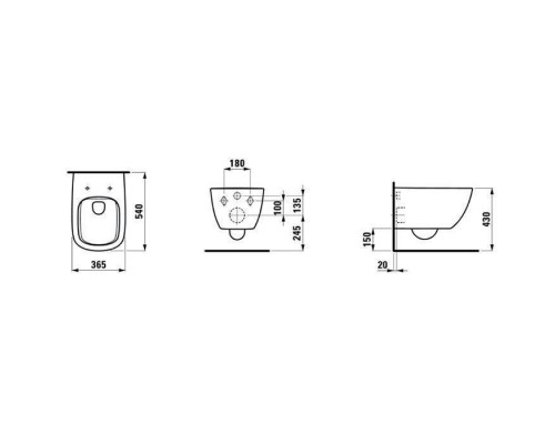 Laufen Palomba Унитаз подвесной 54х36х26.5см., безободковый смыв Rimless, покрытие LCC, цвет: белый. 8.2080.2.400.000.1 Laufen Palomba Унитаз подвесной 54х36х26.5см., безободковый смыв Rimless, покрытие LCC, цвет: белый. 8.2080.2.400.000.1