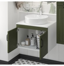 Тумба с раковиной DIWO Сочи 60 подвесная, зеленая, столешница глянцевая белая
