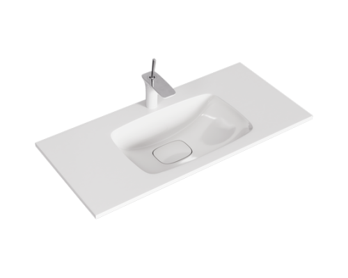 AQ Mal.10.04.D Malaga 1000 Раковина литьевой мрамор 975х460х180(16) мм, с отв. под смес, с кер. накл Mal.10.04.D