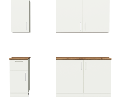 Кухонный гарнитур Domaci Болонья 220 см, фасад белый, ручка хром, столешница дуб вотан KUH-708325