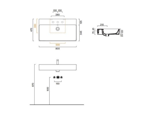 Catalano Premium Раковина 80х47см, подвесная, без отв., цвет: белый глянцевый. 0220800001