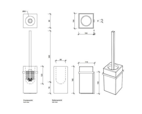 Decor Walther DW 6201 Туалетный ершик h44см, подвесной, фарфор, цвет: белый / хром. 0840600
