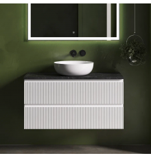 Тумба с раковиной Sancos Snob R 100 см, bianco, столешница черный мрамор, раковина CN5024
