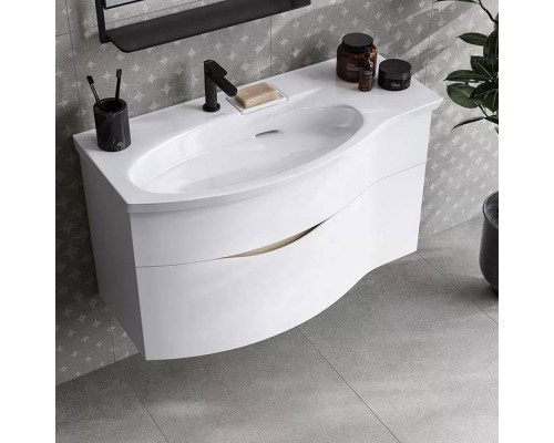 Kerama Marazzi Riva Раковина 100.7х48х15см., накладная, мебельная, с крепежом, левая, 1 отв., с переливом, цвет: белый глянцевый Kerama Marazzi Riva Раковина 100.7х48х15см., накладная, мебельная, с крепежом, левая, 1 отв., с переливом, цвет: белый глянцевый